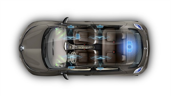 Renault ZOE - vue intérieure avec emplacements des enceintes Bose™