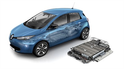 Renault ZOE - image en transparence de la batterie et de son emplacement
