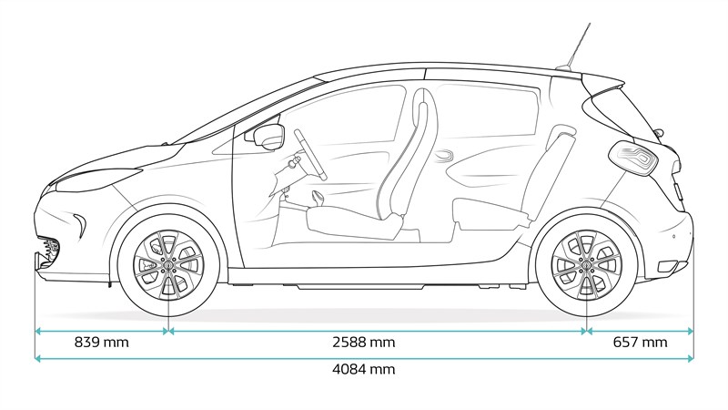 Renault ZOE - schéma dimensions latérales
