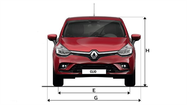 Renault CLIO - Vue face avant avec dimensions