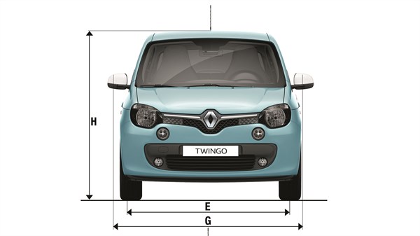 Renault TWINGO - Vue face avant avec dimensions